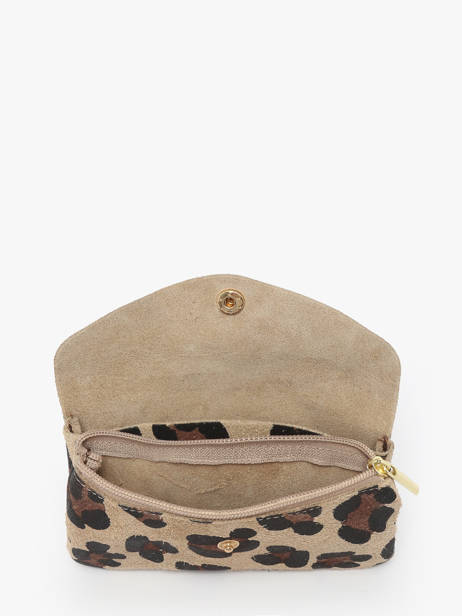 Porte-monnaie Leopard Cuir Milano Beige velvet leopardo VL23113 vue secondaire 1