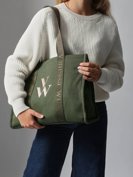 Sac Porté épaule Cabas Coton Vanessa wu Vert cabas MA0135 vue secondaire 1