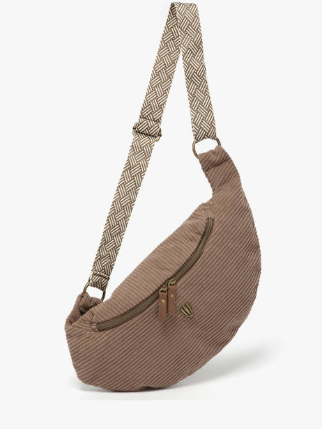 Sac Banane Le voyage en panier Marron velours AHP244 vue secondaire 2