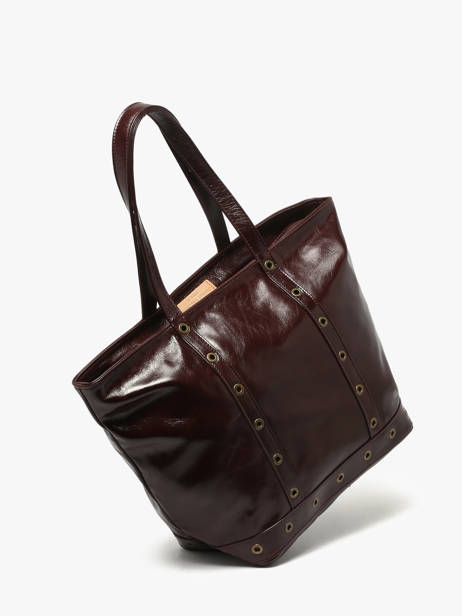 Le Cabas M Zippé En Cuir Craquelé Vanessa bruno Marron cabas cuir 82V40378 vue secondaire 2