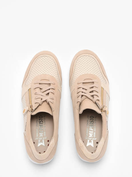 Sneakers Semelle Compensée En Cuir Mephisto Beige women P5149187 vue secondaire 3
