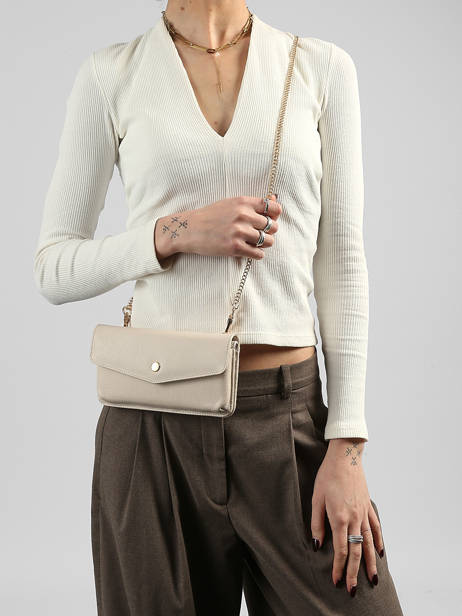 Sac Pochette Luna Cuir Avec Chaînette Amovible Hexagona Beige luna 688422 vue secondaire 1